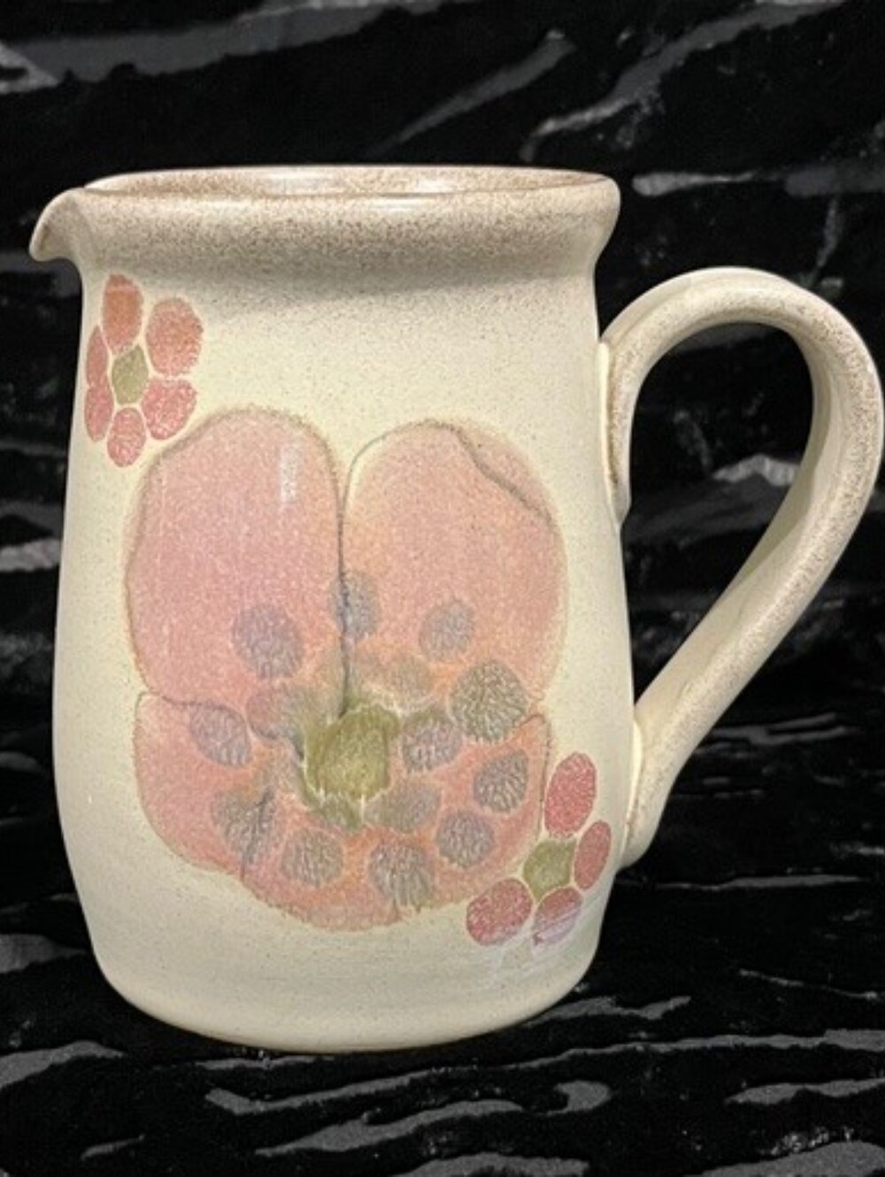 Vintage Denby Gypsy Stoneware England 1/2 Pint Creamer Pink/Cream Floral 1970s
